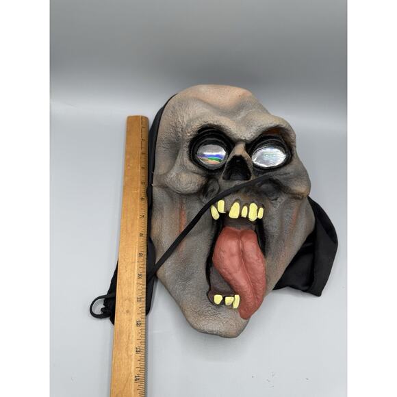 Vintage Creepy Skull Halloween Mask w/ Holographic Eyes & Tongue - Picture 8 of 8